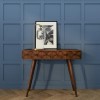 GRADE A1 - Narrow Console Table in Dark Wood with Drawers - Freya