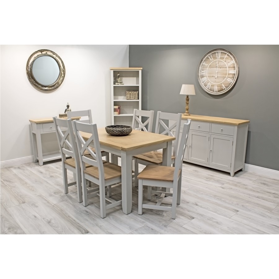Grey & Solid Oak Two Toned Tall Bookcase - Ferndale