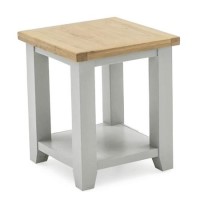 Ferndale Grey & Solid Oak Lamp Table - Two Tone Ferndale Grey & Solid Oak Lamp Table - Two Tone