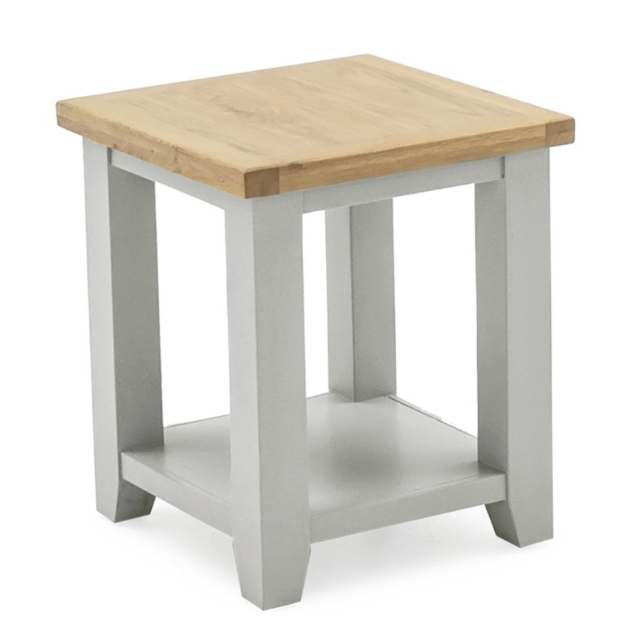 Ferndale Grey & Solid Oak Lamp Table - Two Tone