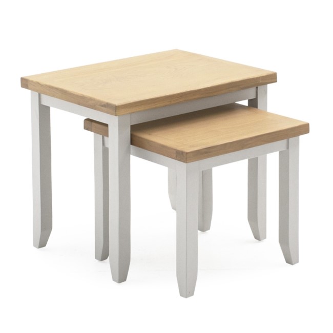 Solid Oak & Grey Painted Side Tables - Set of 2 Square - Ferndale