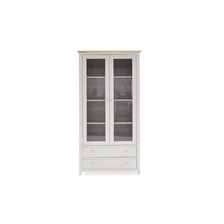 Ferndale Grey & Solid Oak Display Cabinet - Two Tone