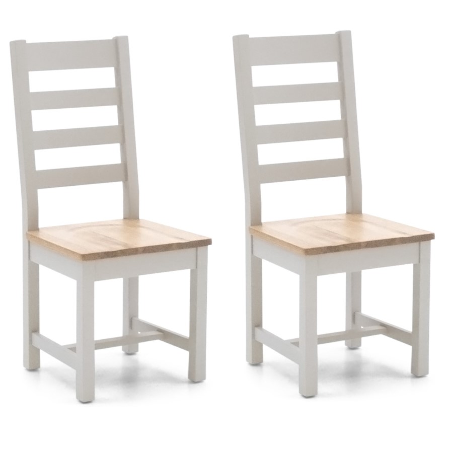 Ferndale Two Tone Solid Oak Dining Chairs with Ladder Back - 1 x Pair