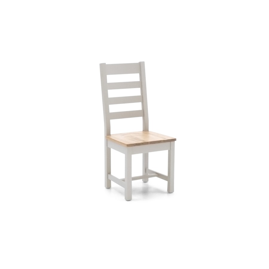 Ferndale Two Tone Solid Oak Dining Chairs with Ladder Back - 1 x Pair
