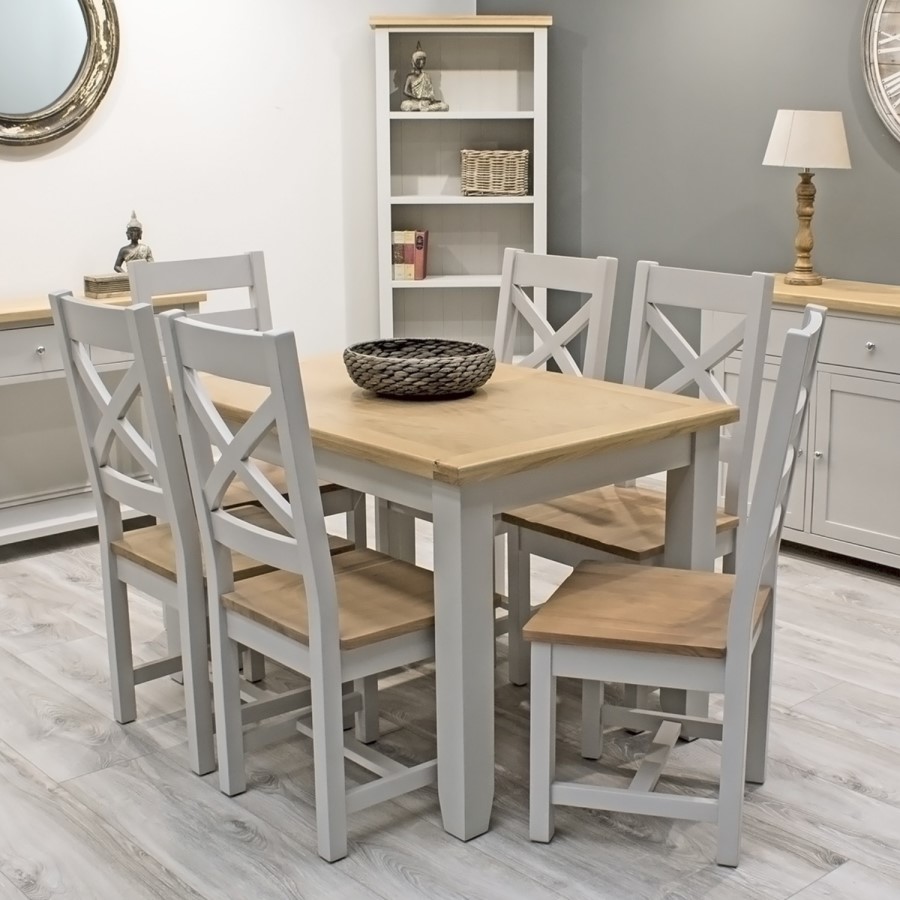 Ferndale Extendable Grey Dining Table in Solid Oak - Two Tone