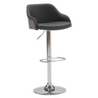 Fossil Bar Stool in Dark Grey Faux Leather - Adjustable
