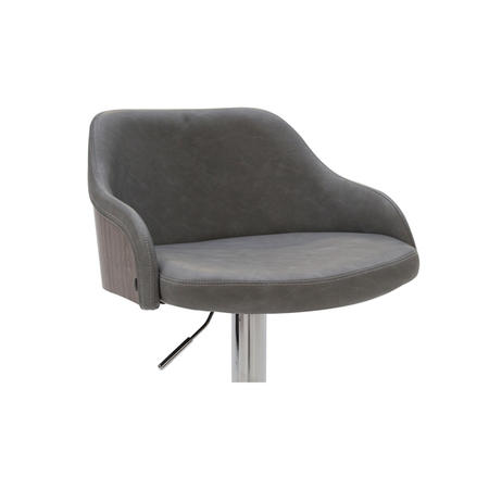 Fossil Bar Stool in Grey Faux Leather - Adjustable