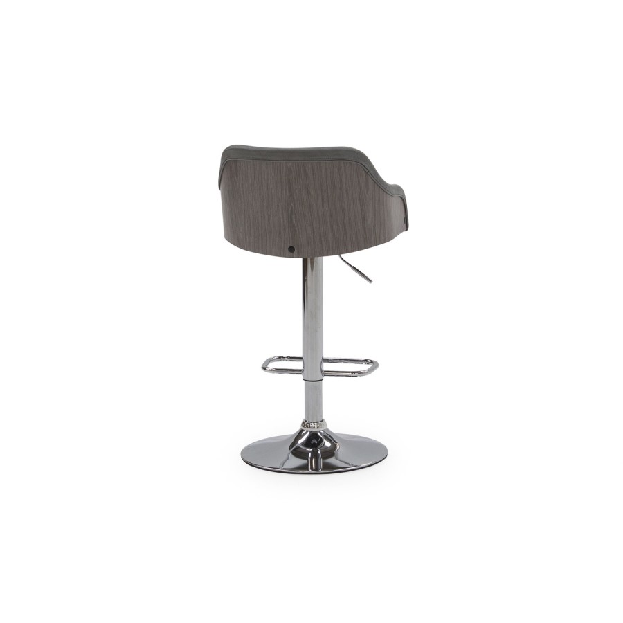 Fossil Bar Stool in Grey Faux Leather - Adjustable