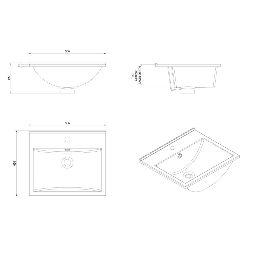 Moderno Black Glass Vanity Unit Sink - 500mm Wide