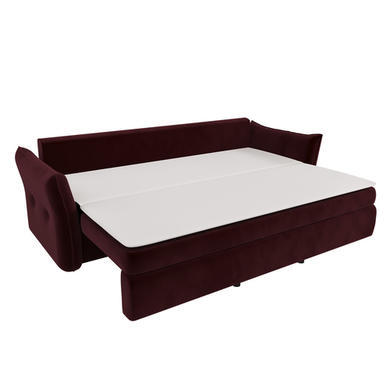 GRADE A1 - Burgundy Velvet 3 Seater Futon Sofa Bed with Storage - Gaia