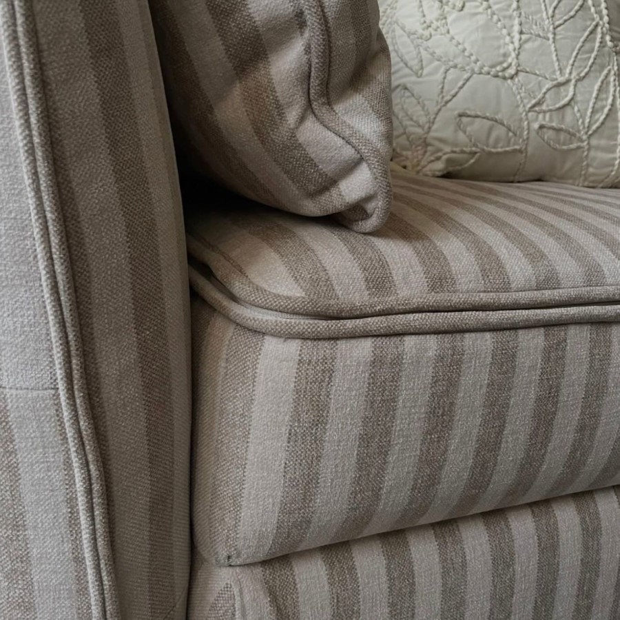 Beige Striped Chenille 3 Seater Futon Sofa Bed with Storage - Gaia