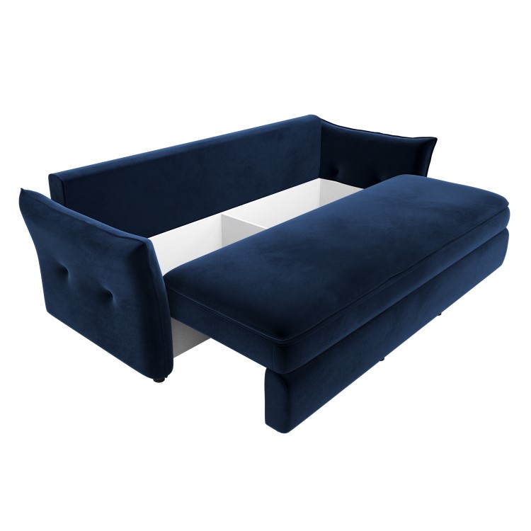 ALMOST PERFECT - Navy Velvet Futon Sofa Bed - Seats 3 - Gaia