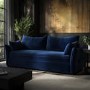 ONLY OPENED - Navy Velvet Futon Sofa Bed - Seats 3 - Gaia