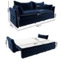 Navy Velvet Futon Sofa Bed - Seats 3 - Gaia