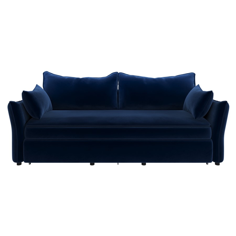 ONLY OPENED - Navy Velvet Futon Sofa Bed - Seats 3 - Gaia