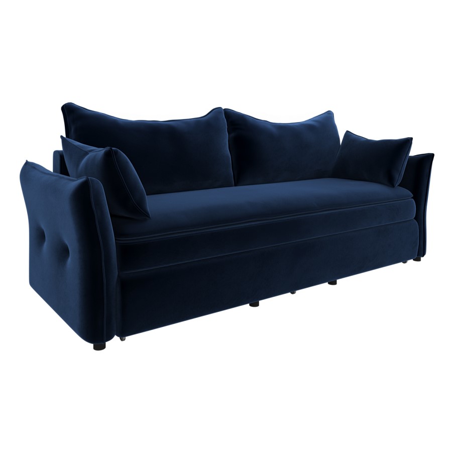 ONLY OPENED - Navy Velvet Futon Sofa Bed - Seats 3 - Gaia