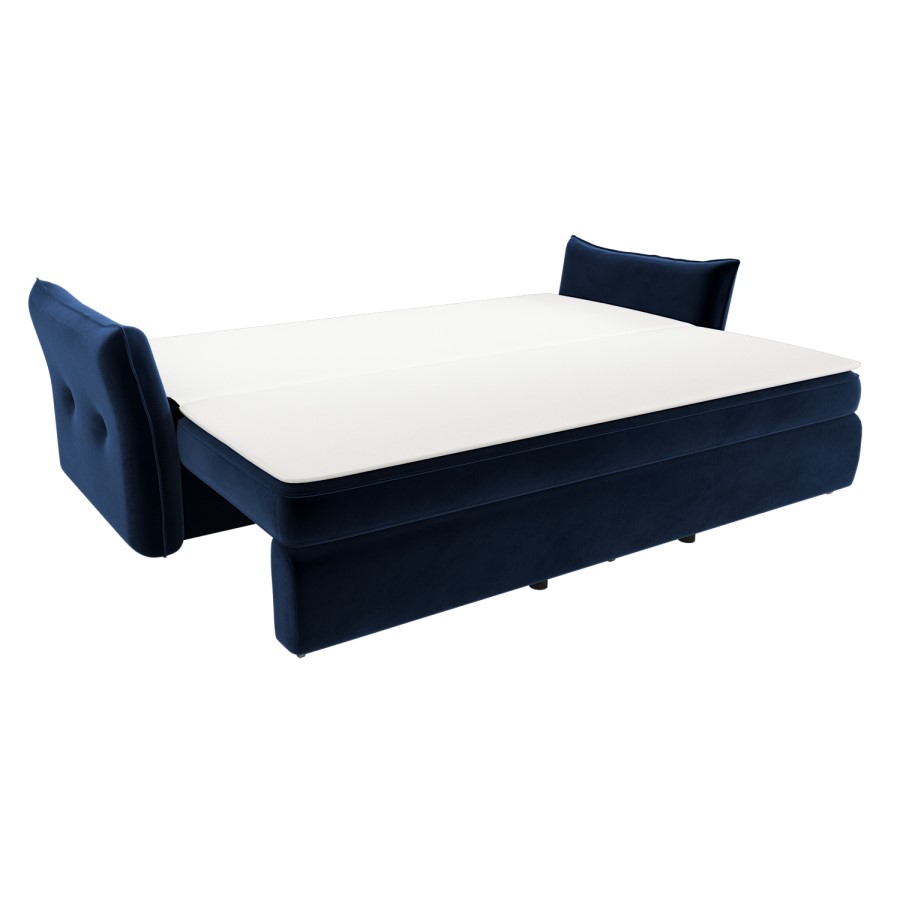 ONLY OPENED - Navy Velvet Futon Sofa Bed - Seats 3 - Gaia