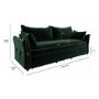 Green Velvet Futon Sofa Bed - Seats 3 - Gaia