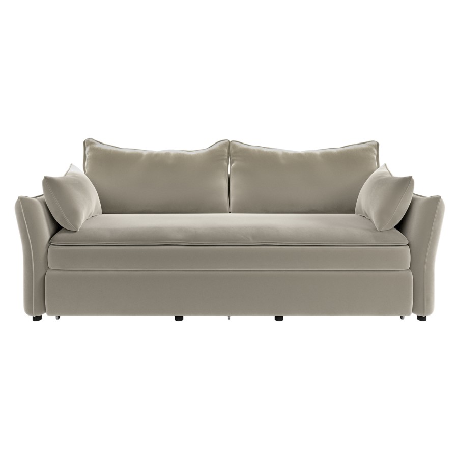 GRADE A1 - Beige Velvet 3 Seater Futon Sofa Bed with Storage - Gaia