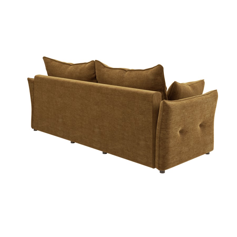 Caramel Brown Chenille Futon Sofa Bed with Storage - Seats 3 - Gaia