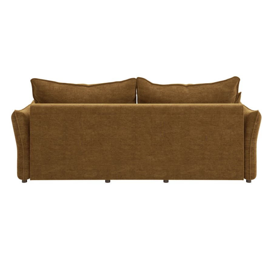 Caramel Brown Chenille Futon Sofa Bed with Storage - Seats 3 - Gaia