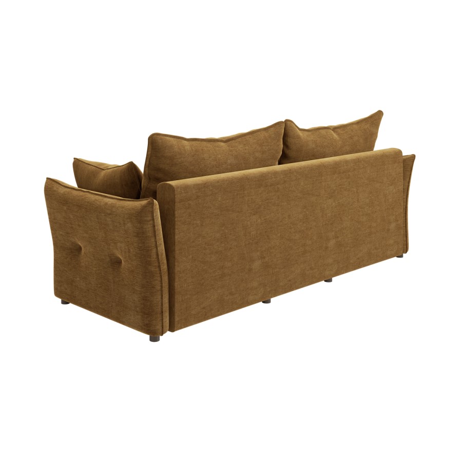 Caramel Brown Chenille Futon Sofa Bed with Storage - Seats 3 - Gaia