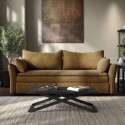 GAA004 Caramel Brown Chenille Futon Sofa Bed with Storage - Seats 3 - Gaia