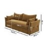 3 Seater Pull-Out Sofa Bed with Storage in Caramel Brown Chenille - Gaia