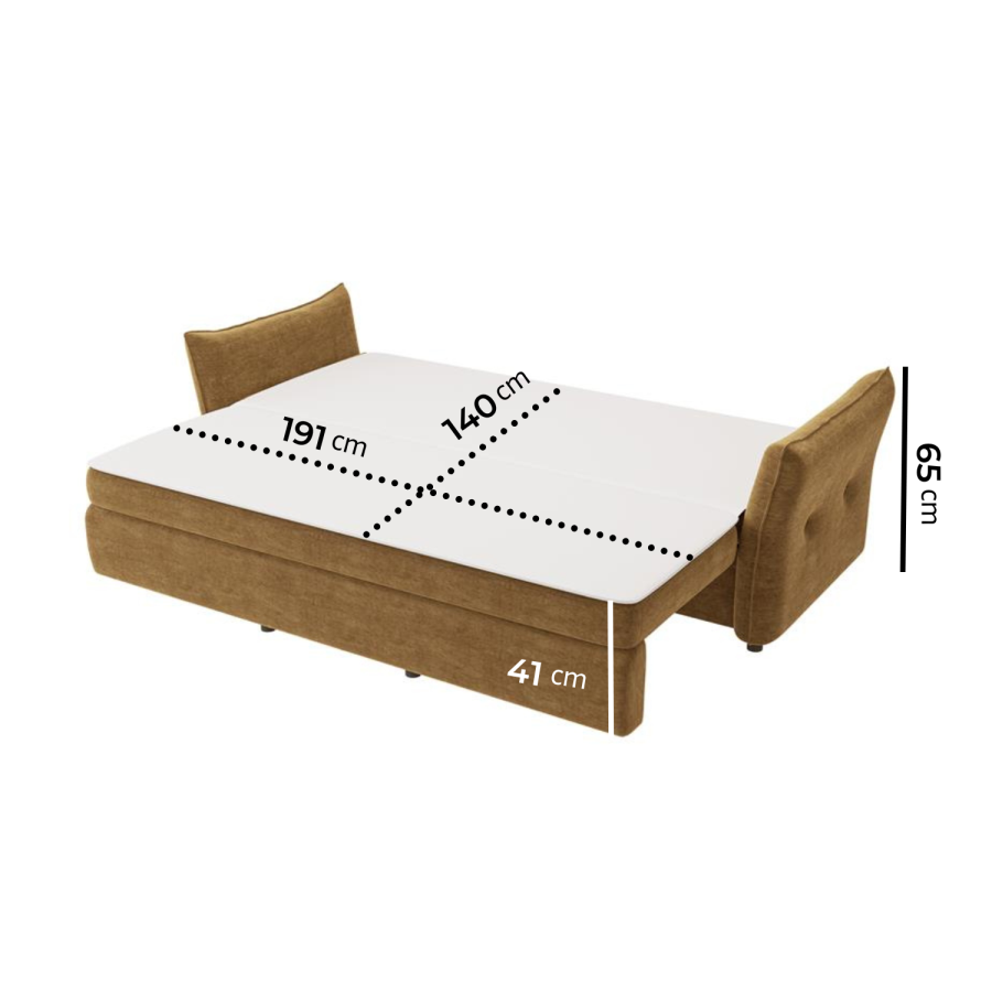 Caramel Brown Chenille Futon Sofa Bed with Storage - Seats 3 - Gaia