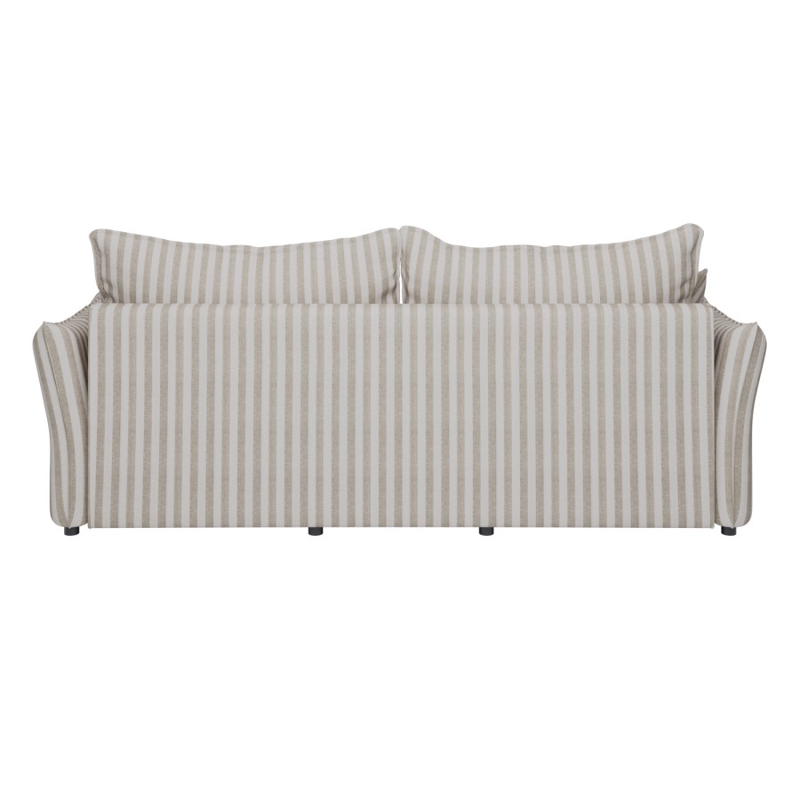 Gaia 3 Seater Sofa Bed In Beige Striped Chenille 