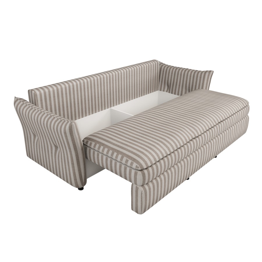 Gaia 3 Seater Sofa Bed In Beige Striped Chenille 