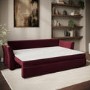 GRADE A1 - Burgundy Velvet 3 Seater Futon Sofa Bed with Storage - Gaia