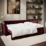 GRADE A1 - Burgundy Velvet 3 Seater Futon Sofa Bed with Storage - Gaia