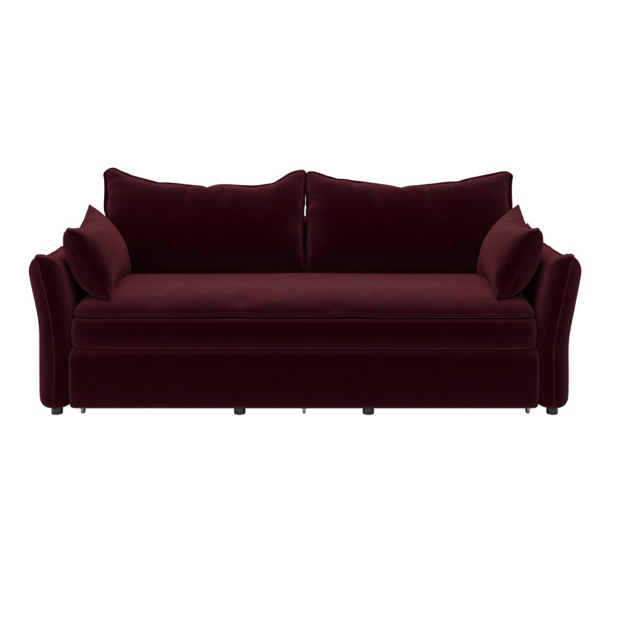 GRADE A1 - Burgundy Velvet 3 Seater Futon Sofa Bed with Storage - Gaia