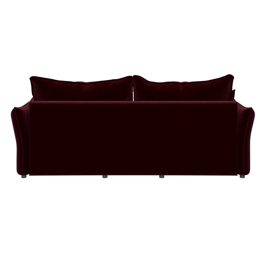 GRADE A1 - Burgundy Velvet 3 Seater Futon Sofa Bed with Storage - Gaia