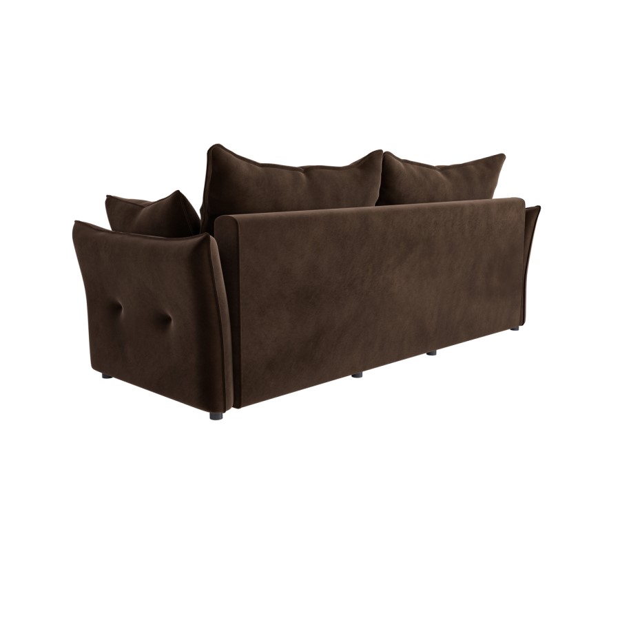 Brown Velvet 3 Seater Futon Sofa Bed with Storage - Gaia 