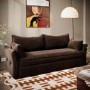 Brown Velvet 3 Seater Futon Sofa Bed with Storage - Gaia 