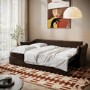 Brown Velvet 3 Seater Futon Sofa Bed with Storage - Gaia 