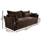 Brown Velvet 3 Seater Futon Sofa Bed with Storage - Gaia 