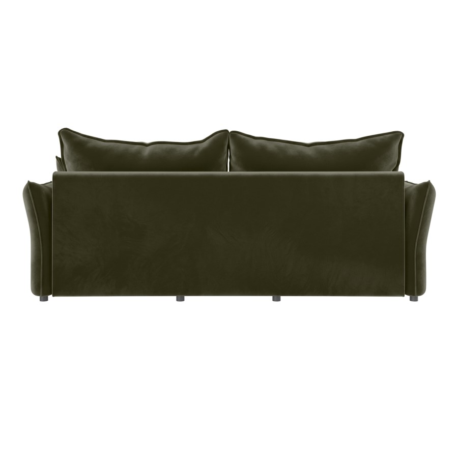 Khaki Green Velvet 3 Seater Futon Sofa Bed with Storage - Gaia 