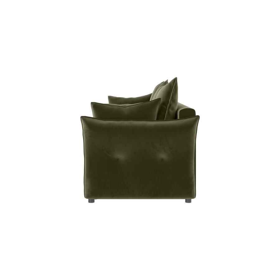 Khaki Green Velvet 3 Seater Futon Sofa Bed with Storage - Gaia 