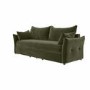 Khaki Green Velvet 3 Seater Futon Sofa Bed with Storage - Gaia 