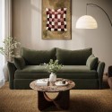 GAA008 3 Seater Pull-Out Sofa Bed with Storage in Khaki Green Velvet - Gaia