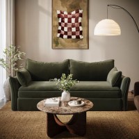 Khaki Green Velvet 3 Seater Futon Sofa Bed with Storage - Gaia 