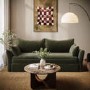 Khaki Green Velvet 3 Seater Futon Sofa Bed with Storage - Gaia 