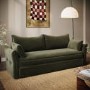 Khaki Green Velvet 3 Seater Futon Sofa Bed with Storage - Gaia 