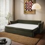 Khaki Green Velvet 3 Seater Futon Sofa Bed with Storage - Gaia 