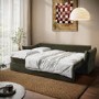 Khaki Green Velvet 3 Seater Futon Sofa Bed with Storage - Gaia 