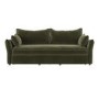 Khaki Green Velvet 3 Seater Futon Sofa Bed with Storage - Gaia 