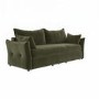 Khaki Green Velvet 3 Seater Futon Sofa Bed with Storage - Gaia 